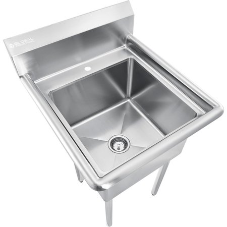 GLOBAL INDUSTRIAL Stainless Steel Utility Sink With 10 Backsplash, 18x18x12 Deep 670456